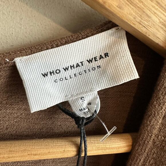 Who What Wear Collection Sabrina Textured Wrap Midi Dress Brown S - Picture 3 of 10